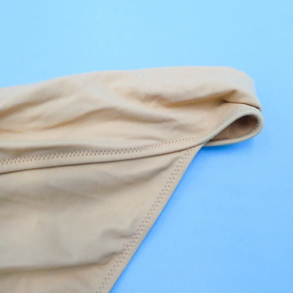 Victorias Secret Medium Beige Ruffle Top Brazilian Bikini Bottom Beach Swimwear‎